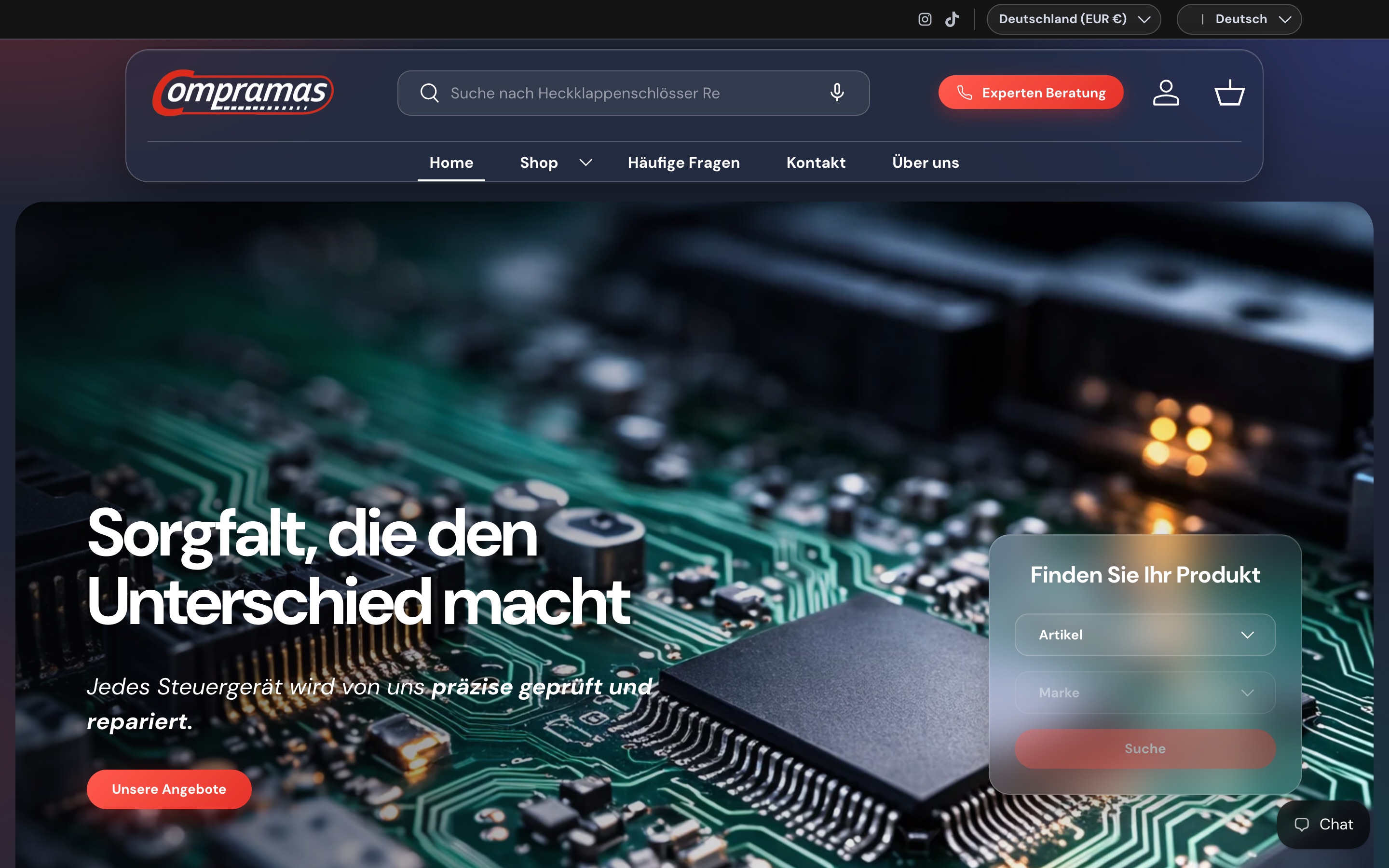 Startseite von compramas-shop.de auf Desktop und Smartphone